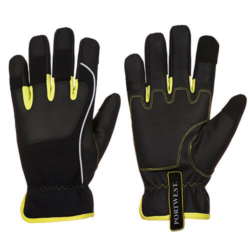 Portwest A771BKYXXL PW3 Tradesman™ Glove, Touchscreen, Lightweight, Reinforced Padded Palms, Hi-Viz, Black/Yellow, 2XL