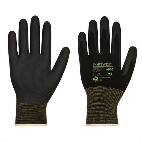 Portwest AP10K8RXXL NPR15 Foam Nitrile Bamboo Glove, Black, 2XL, 12 pk