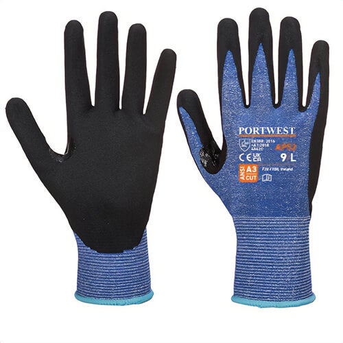 Portwest AP52B8RXXL Dexti Cut Ultra Glove, Cut Level A3, Blue/Black, 2XL