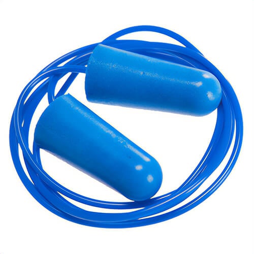 Portwest EP30BLU Detectable Corded Polyurethane Ear Plugs, 200 Pairs, Blue