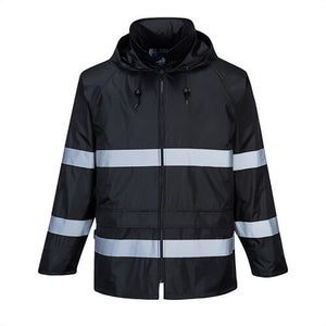 Portwest F440NARXXL Ionaâ„¢ Enhanced Rain Traffic Jacket, Waterproof, Lightweight, Reflective Tape, Front Zip, 2 Pockets, Navy, 2XL