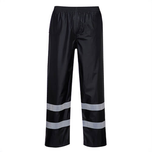 Portwest F441BKR6XL Iona™ Enhanced Rain Pants, Waterproof, Lightweight, Snap Hems, Elasticized WaistBlack, 6XL