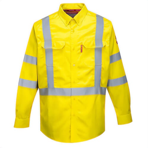 Portwest FR95YERXXXL Bizflame® 88/12 Hi-Viz Flame Resistant Shirt, Yellow, 3XL