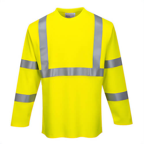 Portwest FR96YERXXXL Modaflame Knit Hi-Viz Long Sleeved Flame Resistant T-Shirt, Yellow, 3XL