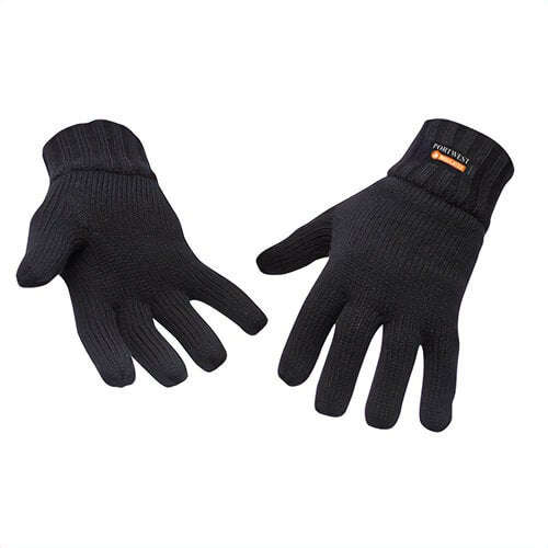 Portwest GL13BKR Knit Glove, Acrylic, Insulatex™ Lined, Knit Cuff, One Size, Black