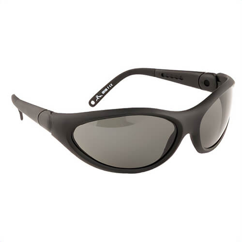 Portwest PW18SKR Umbra Polarized Safety Glasses, 99% UV protection, Lightweight, Wrap-Around, Extendable Arms, Smoke