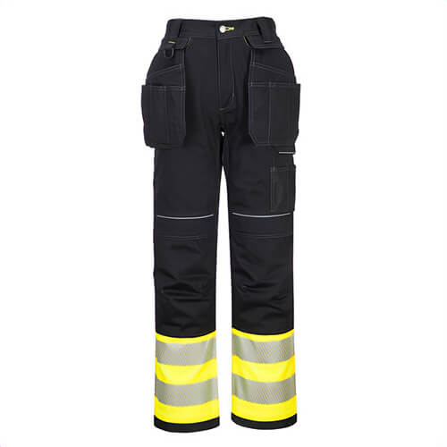 Portwest PW307YBR40 PW3 Hi-Viz Holster Pocket Class 1 Pants, Yellow/Black, Size 40