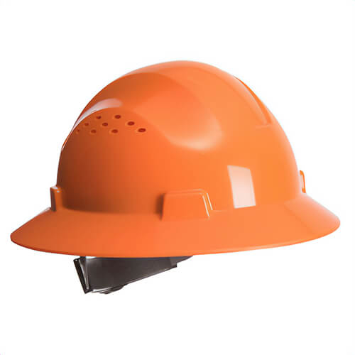 Portwest PW52YEH Full Brim Premier Hard Hat, Vented, HDPE Shell, 4-point Textile Suspension Harness, Foam Sweatband, Hi-Viz Yellow
