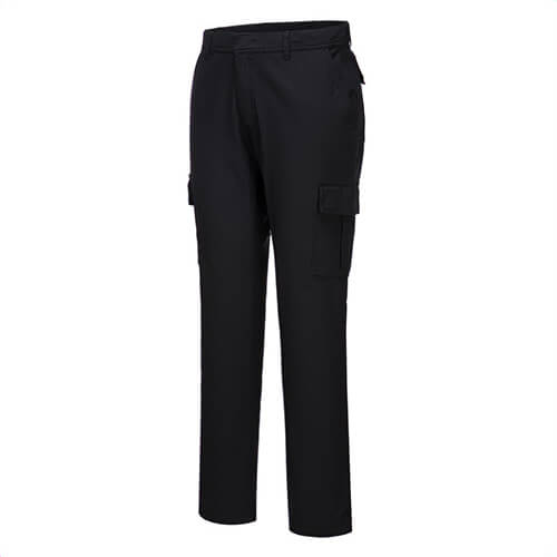 Portwest S231BKR40 Flex Slim Combat Pants, Stretch Cotton, 6 Pockets, Cargo Pockets, 40+ UPF Rated Fabric, Black, Size 40