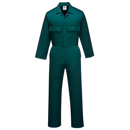 Portwest S999RERXXXL Euro Work Polycotton Canvas Coverall, 6 Pockets, Elasticized Back Waist, Concealed Snap Front, Red, 3XL
