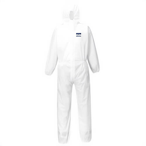 Portwest ST30WHRM BizTex™ SMS Coverall, Type 5/6, High Tear and Abrasion Resistance, Two-Way Zipper, White, M, 50 pk