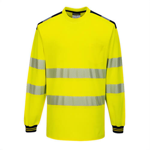 Portwest T185YBRXXXL PW3 Hi-Viz Cotton Comfort T-Shirt Longsleeve, Yellow/Black, 3XL