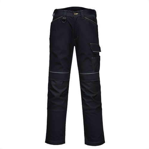 Portwest T601ZBR48 PW3 Work Pants, Polycotton, 10 Pockets, D-Ring, Contrast Color Stitching, Zoom Gray/Black, Size 48