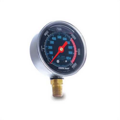 Power Team® 9067 Analog Pressure Gauge, 0 to 10,000 psi, 4 in dia Gauge, 1/4 in NPT Connection, Stainless Steel