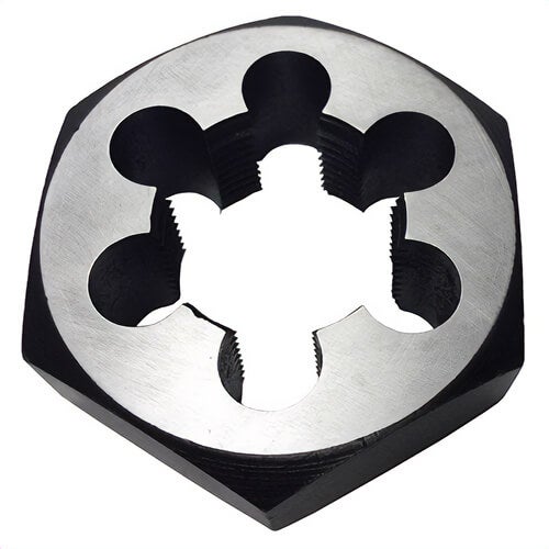 Qualtech DWTMHX20X1.5 Standard Hex Die, M20x1.5 Thread, Carbon Steel