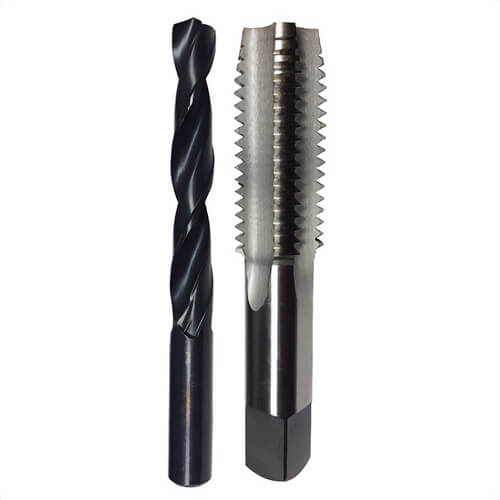 Qualtech POU4-40 Hand Tap and Drill Set, 2 pc, #4-40 Tap Thread, #43 Drill, Plug Tap Chamfer