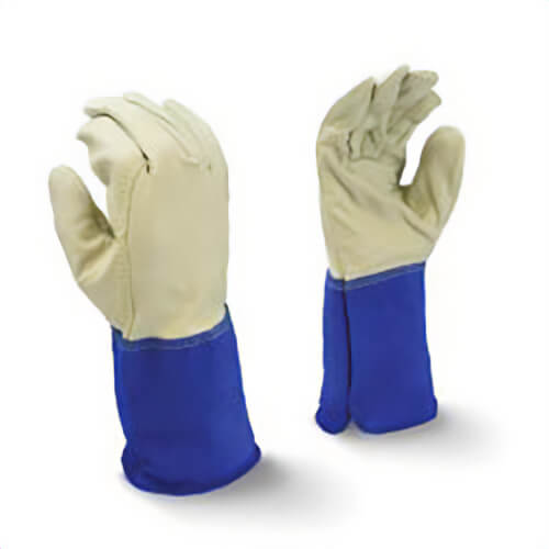 Radians® RWG6210M Regular Grain MIG/TIG Welding Gloves, Medium, Cowhide Leather, Gray/Blue, Split Shoulder Cuff