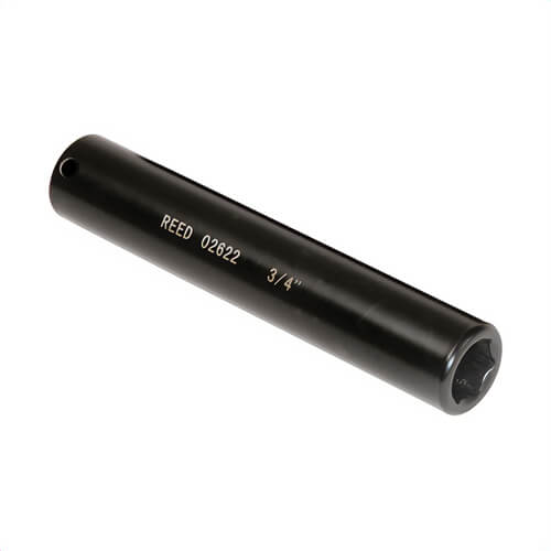 Reed EDS12 Extended Socket, 1/2 in Square Drive, Impact Socket, 3/4 in Hex Socket, 6-1/2 in OAL, Steel, Zinc/Black Chromate