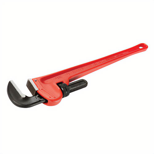 Reed RW48 Straight Pipe Wrench, Heavy Duty, 1-1/2 to 6 in Pipe, 48 in OAL, Heel Jaw, Alloy Steel Jaw, Ductile Iron Handle