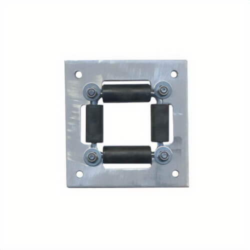 Reelcraft® 600168 4-Way Square Hose Roller Guide Assembly, 1/2 to 3/4 in ID x 9/10 to 1-19/50 in OD, Aluminum Base/Delrin Roller, Domestic