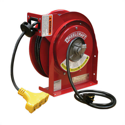 Reelcraft® L 4545 123 9 L 4000 Retractable Power Cord Reel with SJEOOW Cord, 125 VAC, 15 A, 45 ft L Cord, 12 AWG Conductor, 3 Outlets