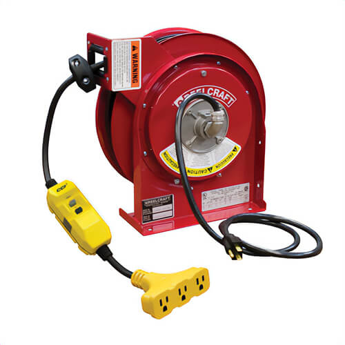 Reelcraft® L 4545 123 9G L 4000 Power Cord Reel with SJEOOW Cord, 125 VAC, 15 A, 45 ft L Cord, 12 AWG Conductor