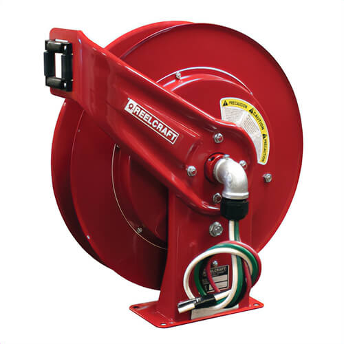 Reelcraft® L 7000 L 7000 Heavy Duty Spring Drive Power Cord Reel, 220 VAC, 45 A, 35 ft L Cord, 6 AWG Conductor