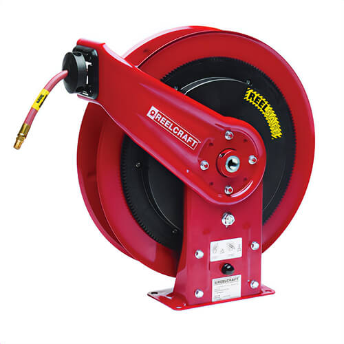 Reelcraft® RS7850 OLP ReelSafe® Heavy Duty Low Pressure Air Hose Reel, 1/2 in ID x 3/4 in OD x 50 ft L Hose, 300 psi Pressure