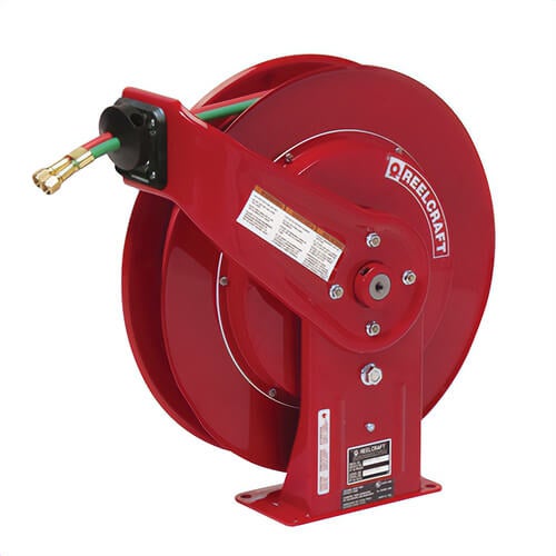 Reelcraft® TW7450 OLPT Dual Swivel Hose Reel, 9/16-18 Female Hose Outlet, 1/4 in ID x 50 ft L Hose, 200 psi Pressure, 150°F 