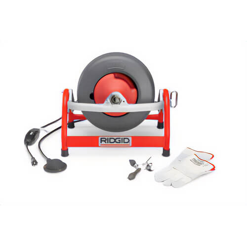 Ridgid® 53107 Drum Drain Cleaning Machine Kit K-3800, 3/4 to 4 in Drain Line, 1/10 hp, 115 VAC, Polyethylene Housing