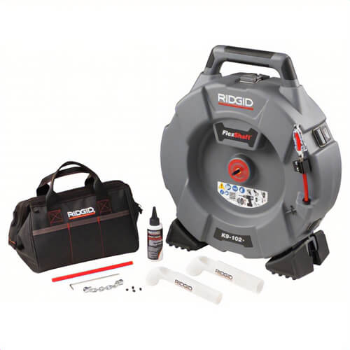 Ridgid® 76193 K9-102+ FlexShaft® Machine,  for use with 1-1/4 in - 2 in Pipes, Includes: 50 ft, 1/4 in Cable and Kit