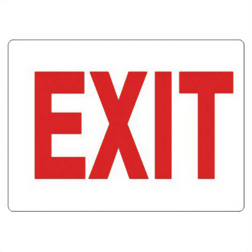 Safehouse Signs G-168133 EXIT Sign, 10 in H x 14 in W, Red/White, Polystyrene Plastic