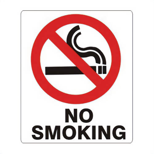 Safehouse Signs G-486033 NO SMOKING Sign, 10 in H x 14 in W, Black/White, Polystyrene Plastic