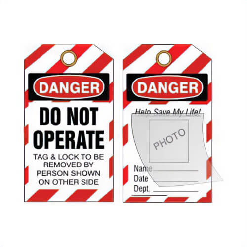 Safehouse Signs VT-992 Lockout Tag with Laminated Flap Protects User Photo, 6 in H x 3 in W, Rigid Vinyl