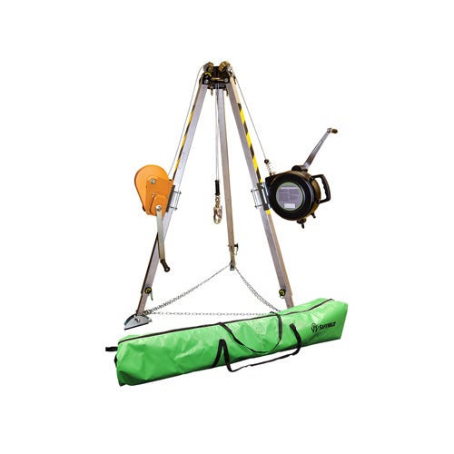 Safewaze™ 019-11003 7 ft Adjustable Tripod Kit with 65 ft 3-Way, 65 ft Material Winch, and Storage Bag