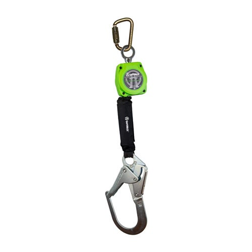 Safewaze™ 019-5046 Web Retractable with Steel Rebar Hook and Steel Carabiner, 6 ft