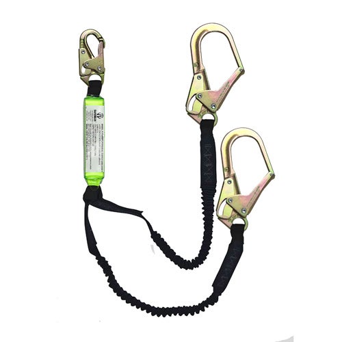 Safewaze™ FS576 Dual-Leg Stretch Energy Absorbing Lanyard with Rebar Hooks, 6 ft