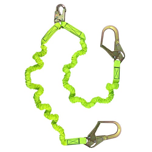 Safewaze™ FS596 Dual-Leg Stretch Low-Profile Energy Absorbing Lanyard with Rebar Hooks, 6 ft