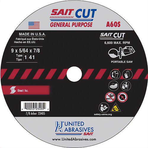 SAIT® 23405 TM 9 x 5/64 x 7/8 A60S, 25 ea