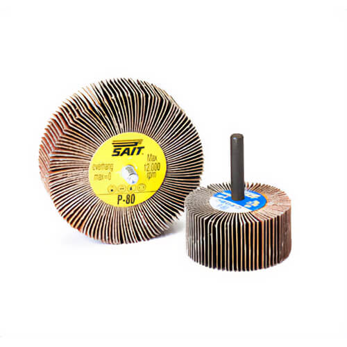 SAIT® 74050 3A Premium Coated Flap Wheel, 2 in dia Wheel, 1 in W Face, 1/4 in dia Shank, 60 Grit, Coarse