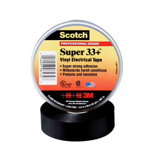 Scotch® 33+-1X36YD-1 Super 33+ Vinyl Electrical Tape, 1 in x 36 Yd, Black