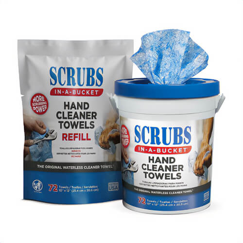 Scrubs® In A Bucket 42272, Bucket of 72 Hand Cleaner Towels, 10x12 in, Citrus, use on Hands and Surfaces