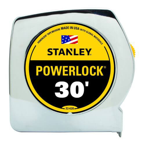 Stanley® 33-430 Classic Tape Rule, 30 ft L x 1 in W Blade, Mylar® Polyester Film Blade, 1/16ths Graduation