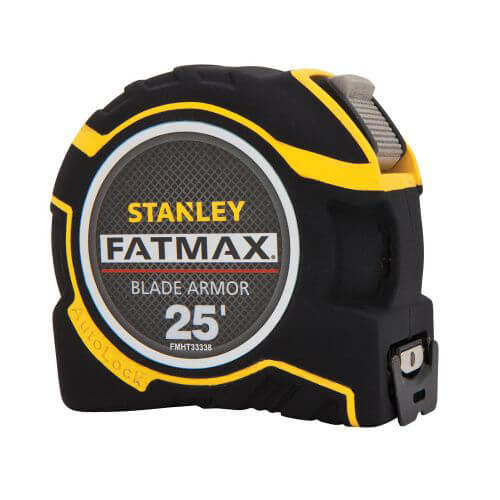 Stanley® FMHT33338L FatMax® Measure Tape, 25 ft L x 1-1/4 in W Blade, BladeArmor® Metal Blade, 1/16 in Graduation