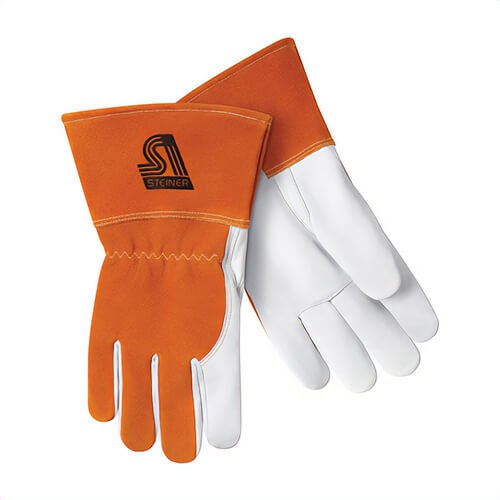 Steiner® 0232-X Premium Grade MIG Welding Gloves, XL, Grain/Split Leather, Rust/Tan, Cotton, Gauntlet Cuff