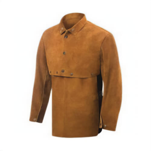 Steiner® 9213-X Welding Cape Sleeves with 19 in Bib, XL, Brown, Premium Side Split Cowhide Leather/Kevlar® Stitching, Snap Front/Cuff Closure