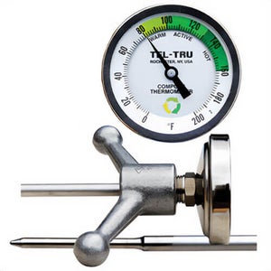 Tel-Tru® 341C4850AKRDAAA Dial Thermometer, Back Connected, 0°/200°F, 1/2 in NPT, 48 in L Stem, 3 in Dial Size
