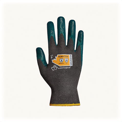 Superior Glove® S18TAFGNT10 Dexterity® High Dexterity Cut-Resistant Gloves, Size 10, Zedcoat™ Nitrile Coating, Charcoal/Gray/Green