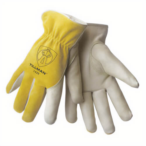Tillman™ 1428L 1428 Standard Grade General Purpose Gloves, Drivers, Keystone Thumb/Seamless Style, L, Grain Cowhide Leather Palm