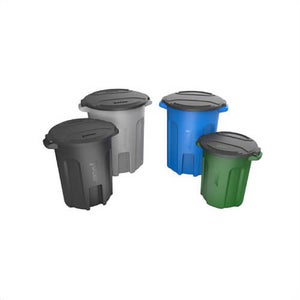Toter® RND44 Rugged Rim® Round Trash Cans with Integrated Handle, 44 gal